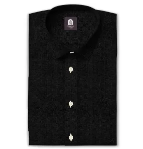 Short Sleeve Linen Shirt in Black