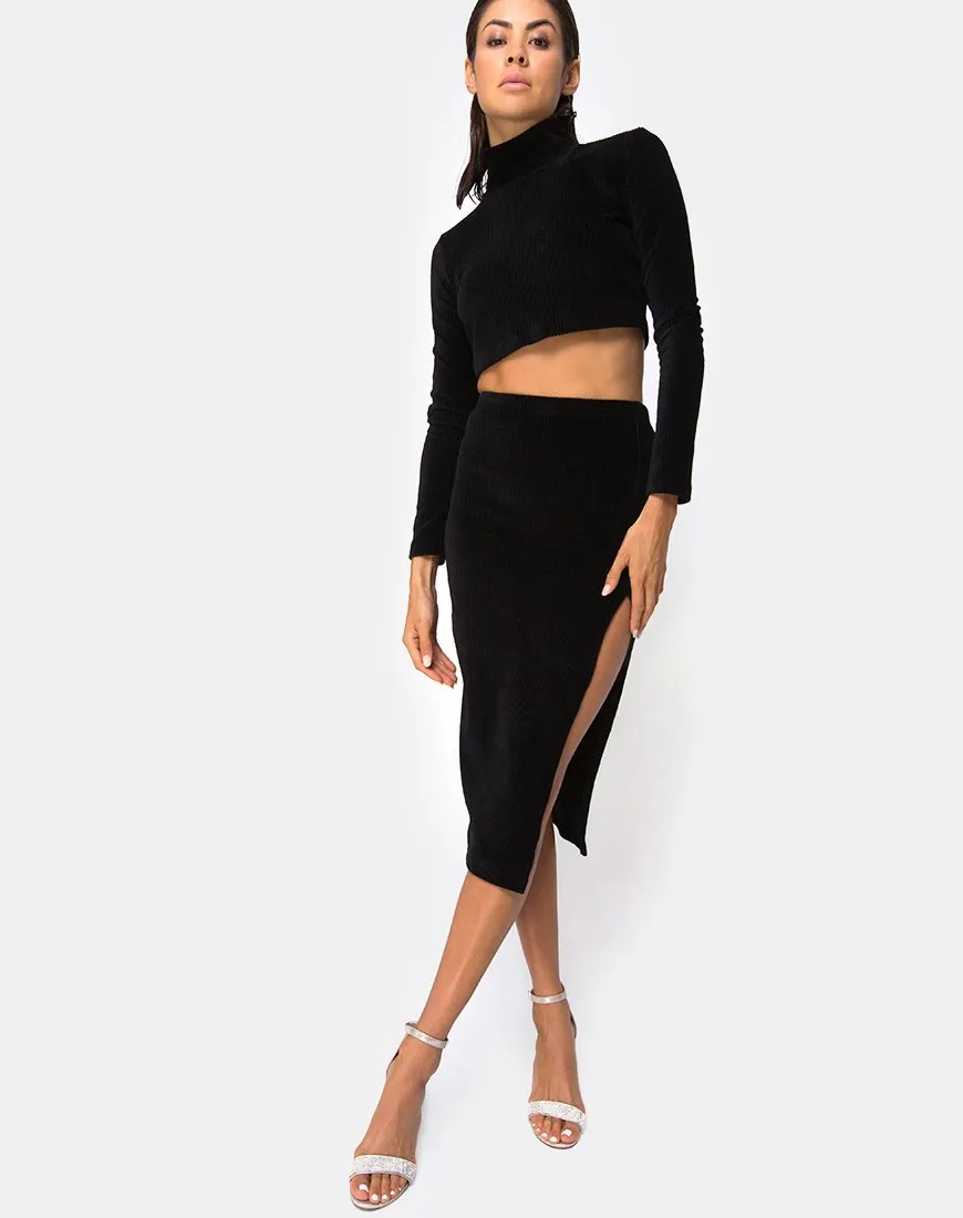 Shureen Crop Top in Rib Black