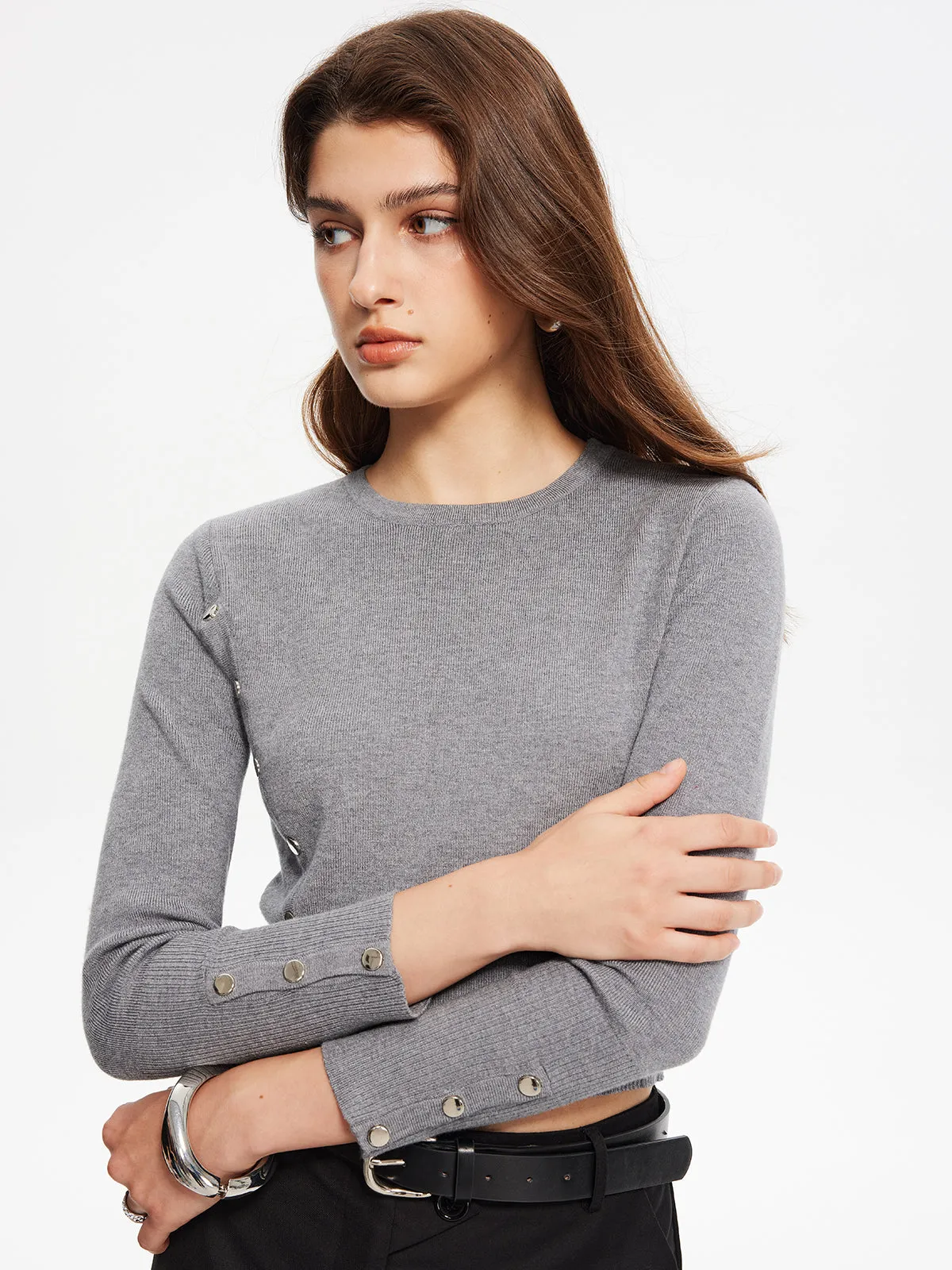 Side Breasted Crop Sweater