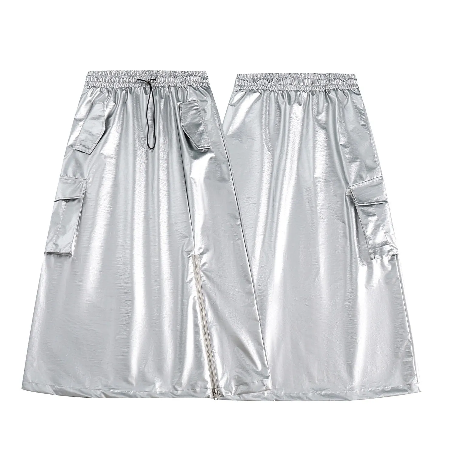 Silver Sheen Zip Skirt