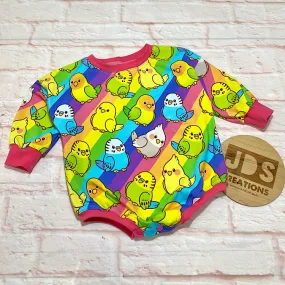 Size 18-24m Sweater Romper - Rainbow Budgies