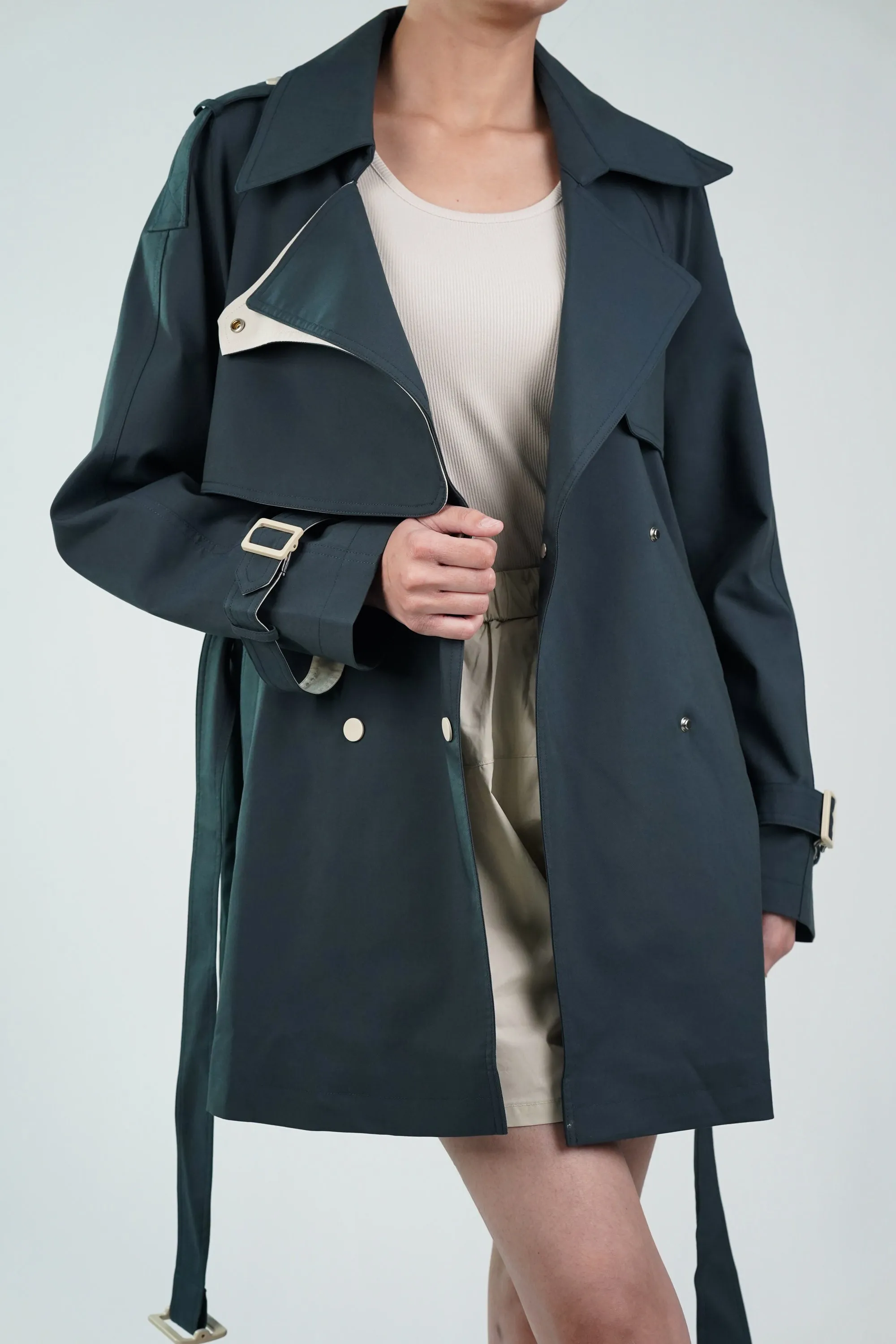 Slate Blue Trench Coat