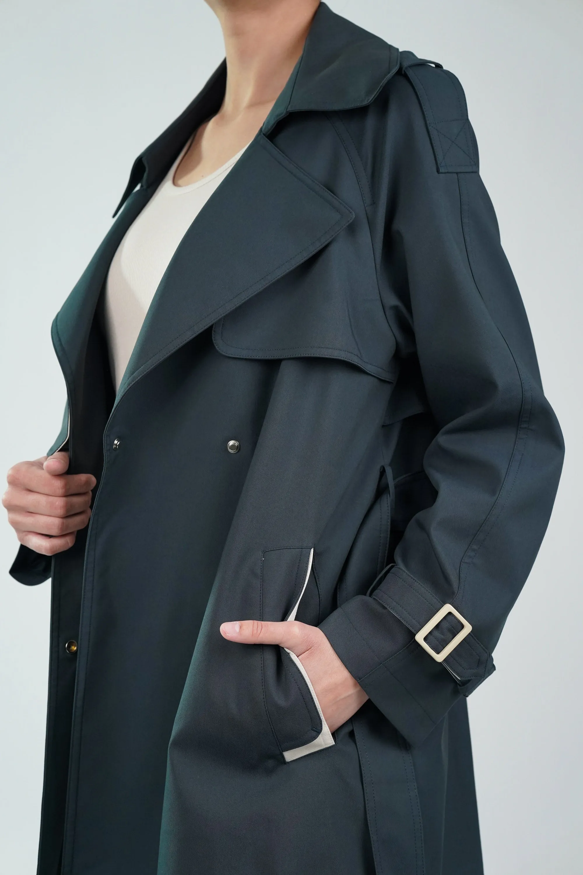 Slate Blue Trench Coat