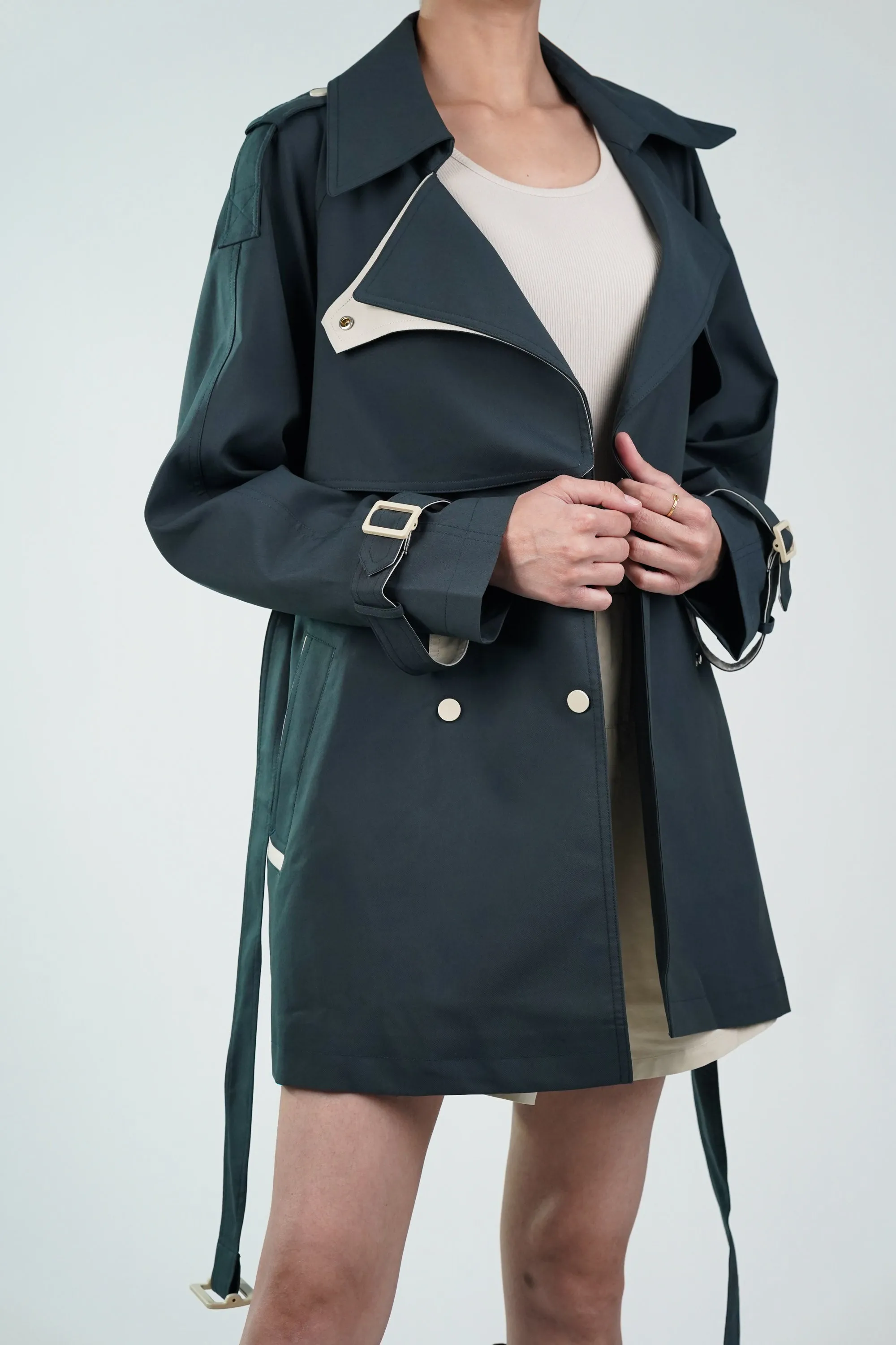 Slate Blue Trench Coat