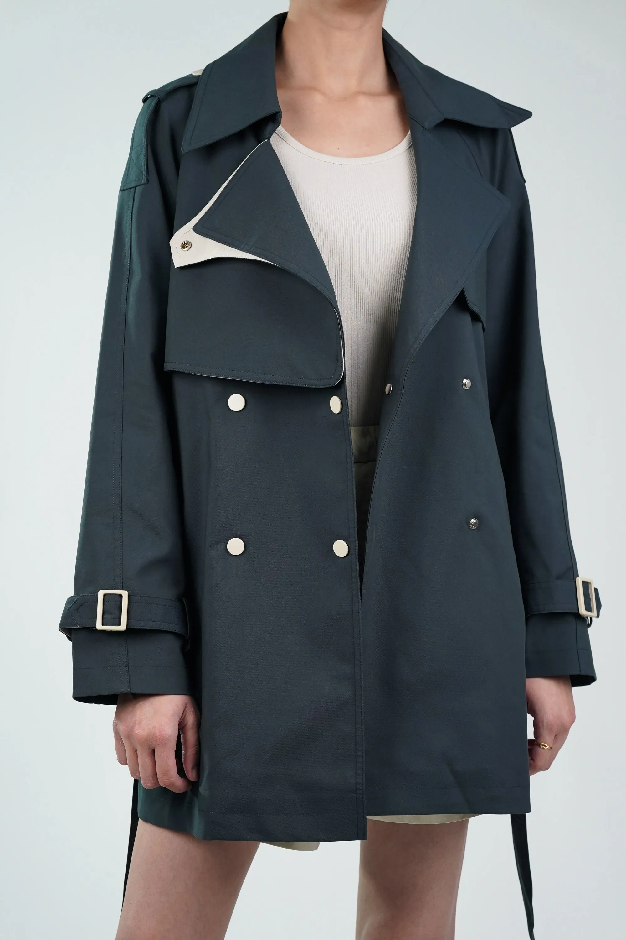 Slate Blue Trench Coat