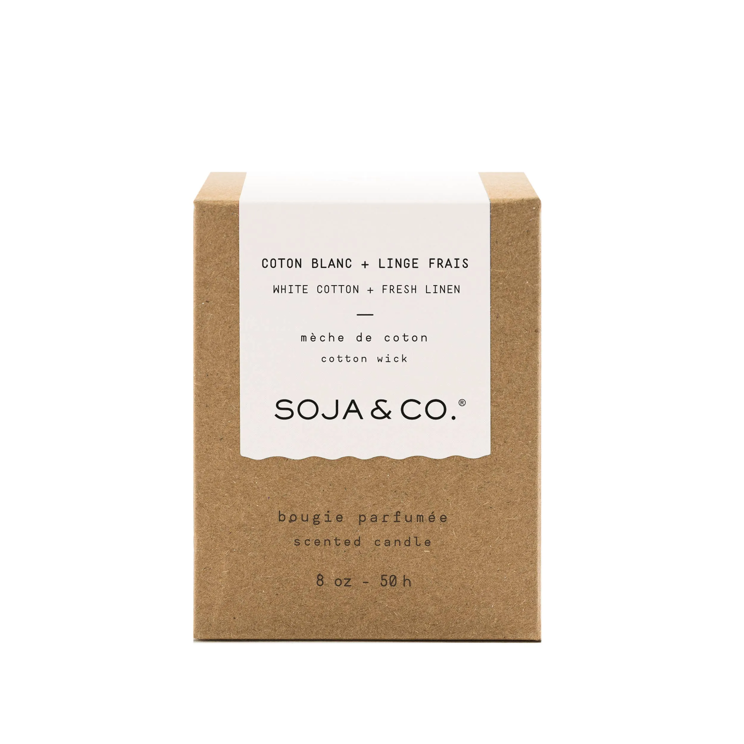 Soy Wax Candle | White Cotton   Fresh Linen: 8oz - Cotton Wick