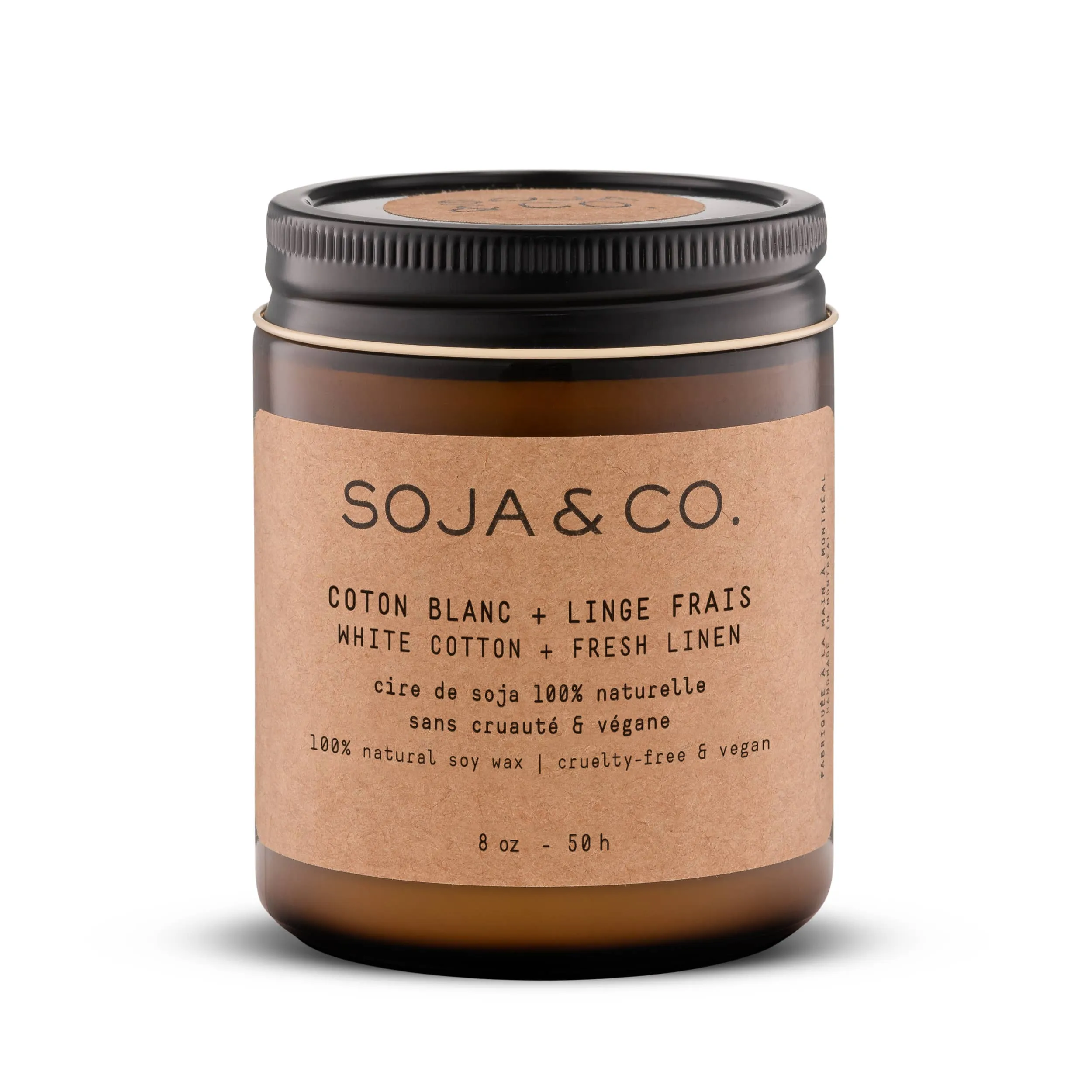 Soy Wax Candle | White Cotton   Fresh Linen: 8oz - Cotton Wick