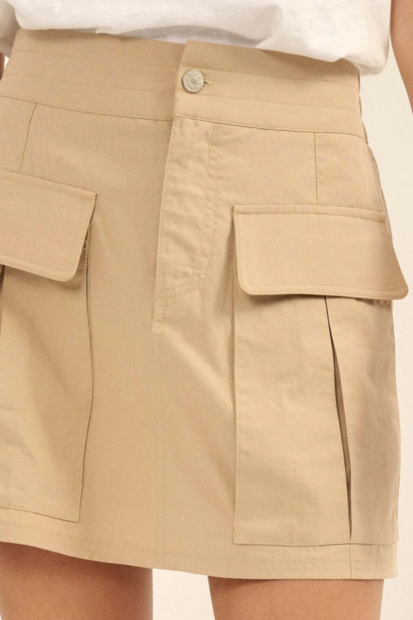 Step It Up Cotton Twill Cargo Mini Skirt