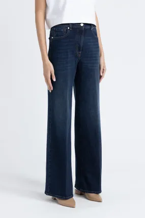 Stretch denim cotton palazzo trousers