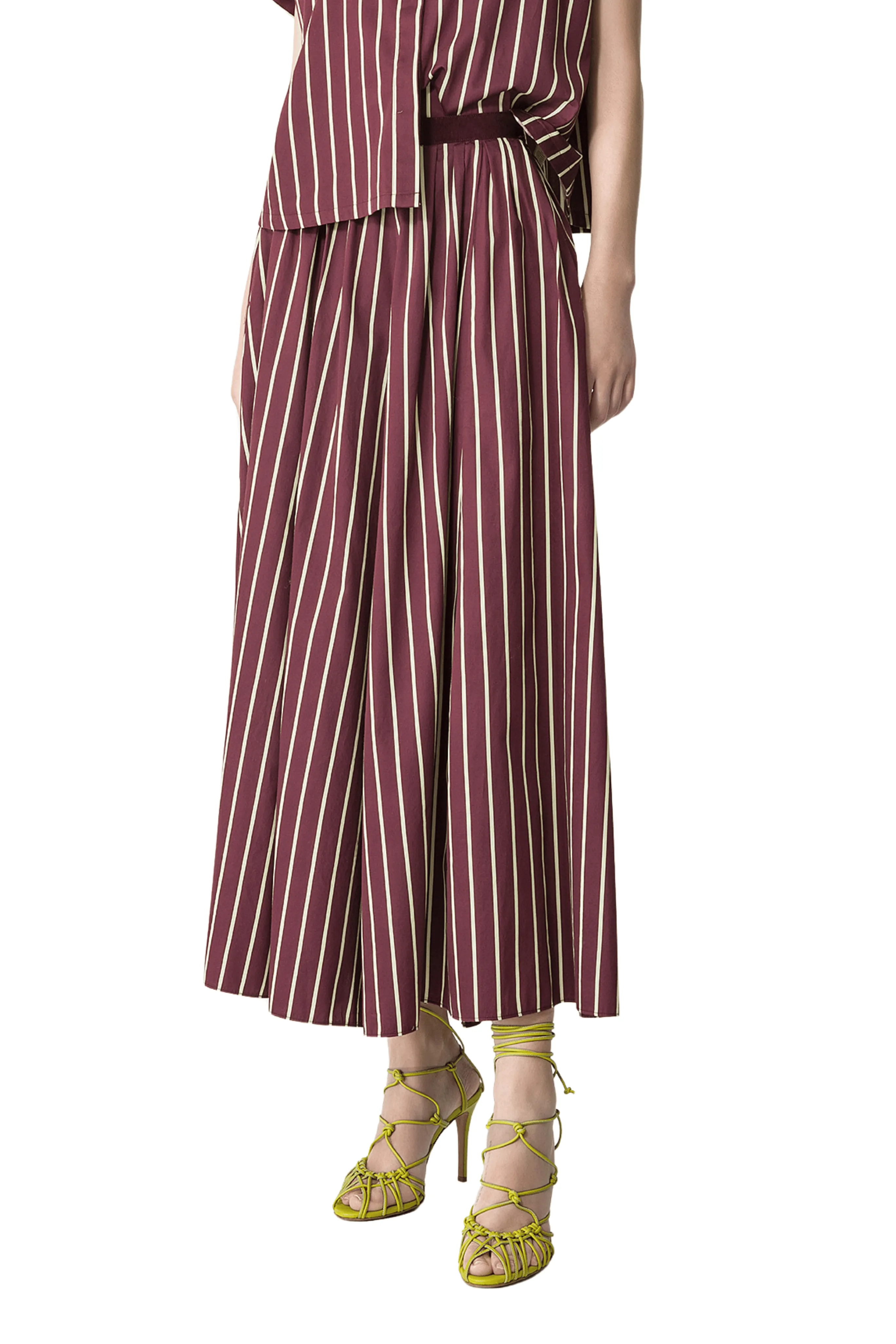 Stripe Satin Midi Skirt