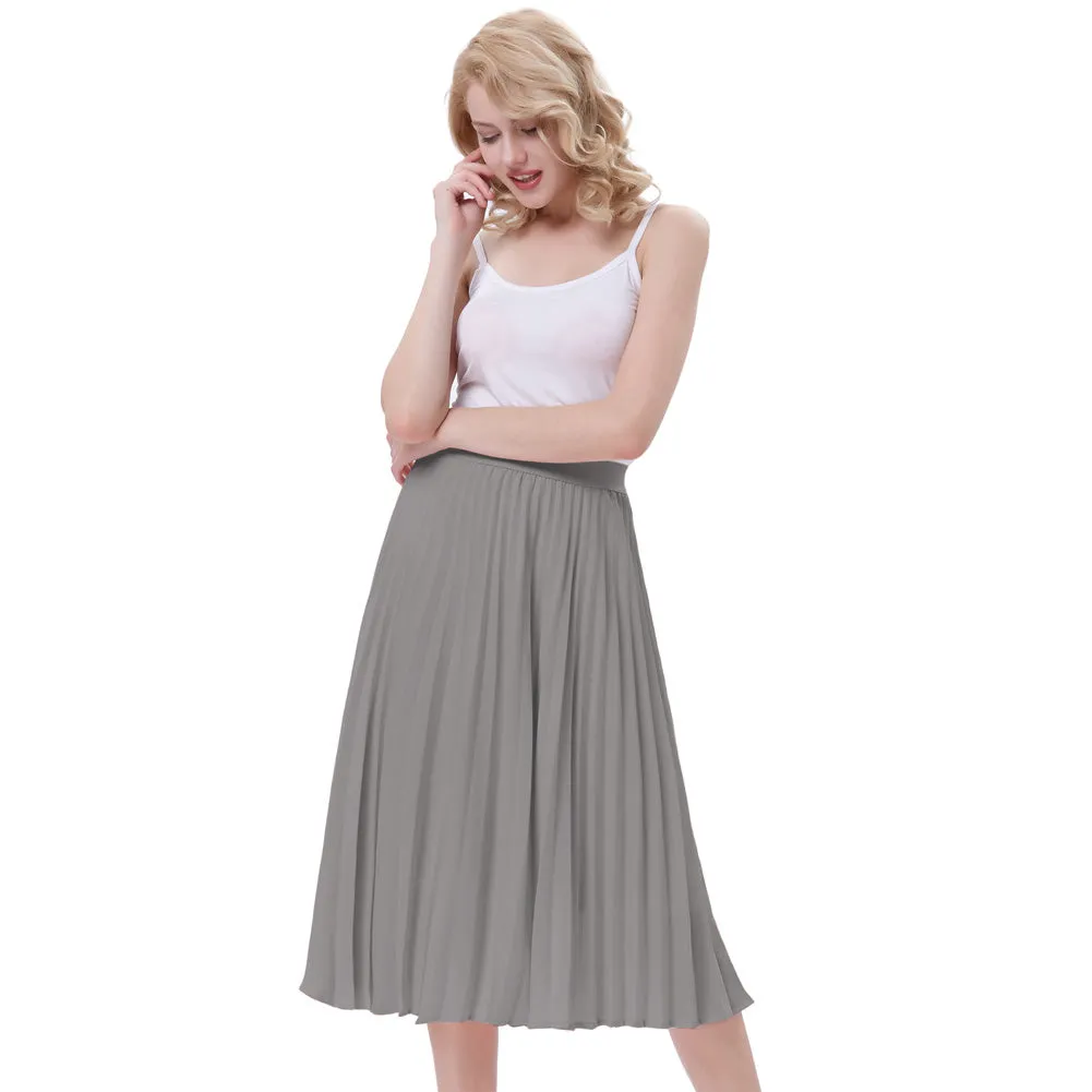 Stylish Fashion High Waist Pleated Swing A-Line Skirt