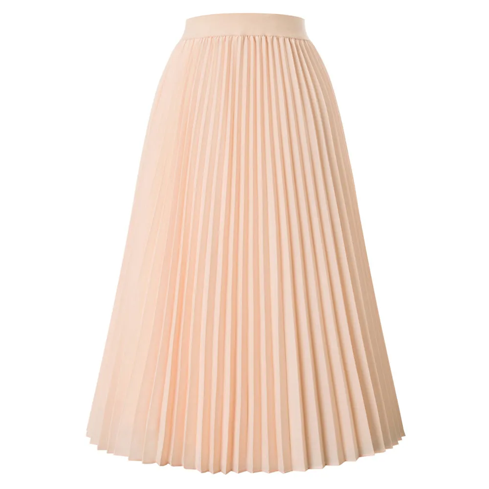 Stylish Fashion High Waist Pleated Swing A-Line Skirt