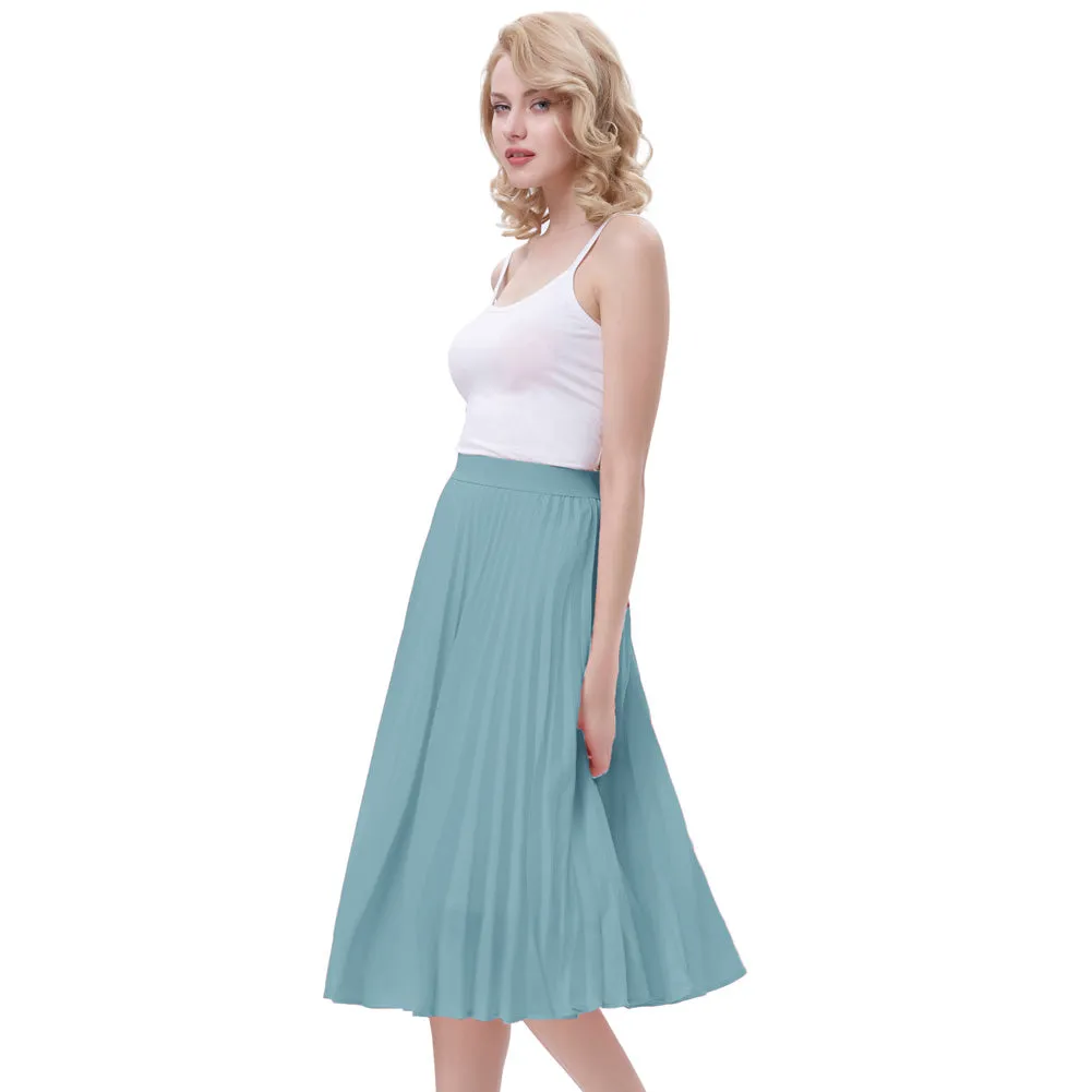 Stylish Fashion High Waist Pleated Swing A-Line Skirt