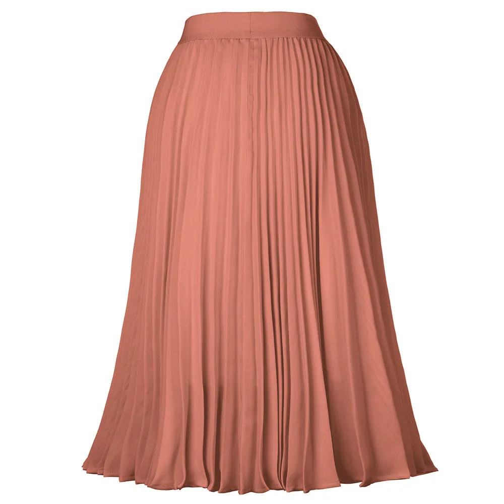 Stylish Fashion High Waist Pleated Swing A-Line Skirt