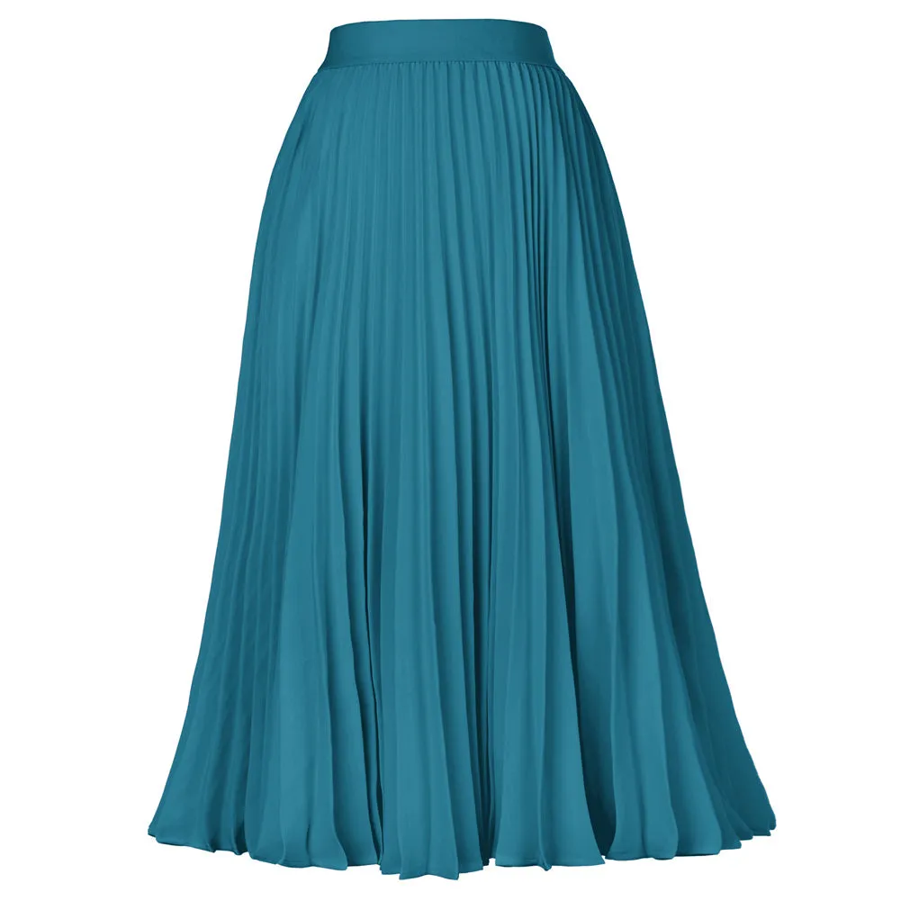 Stylish Fashion High Waist Pleated Swing A-Line Skirt