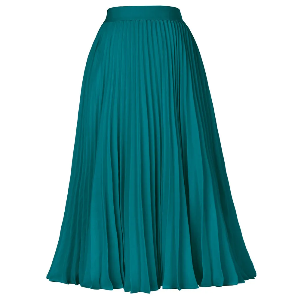 Stylish Fashion High Waist Pleated Swing A-Line Skirt