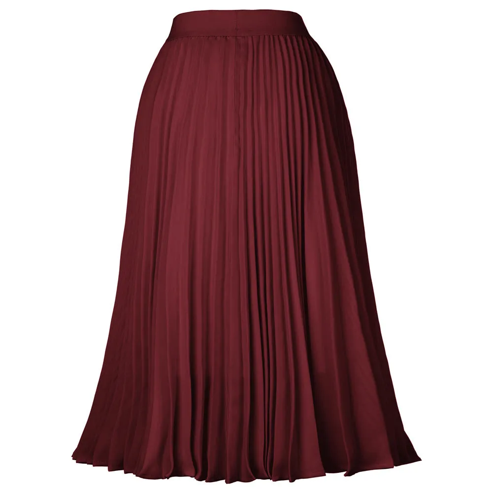 Stylish Fashion High Waist Pleated Swing A-Line Skirt