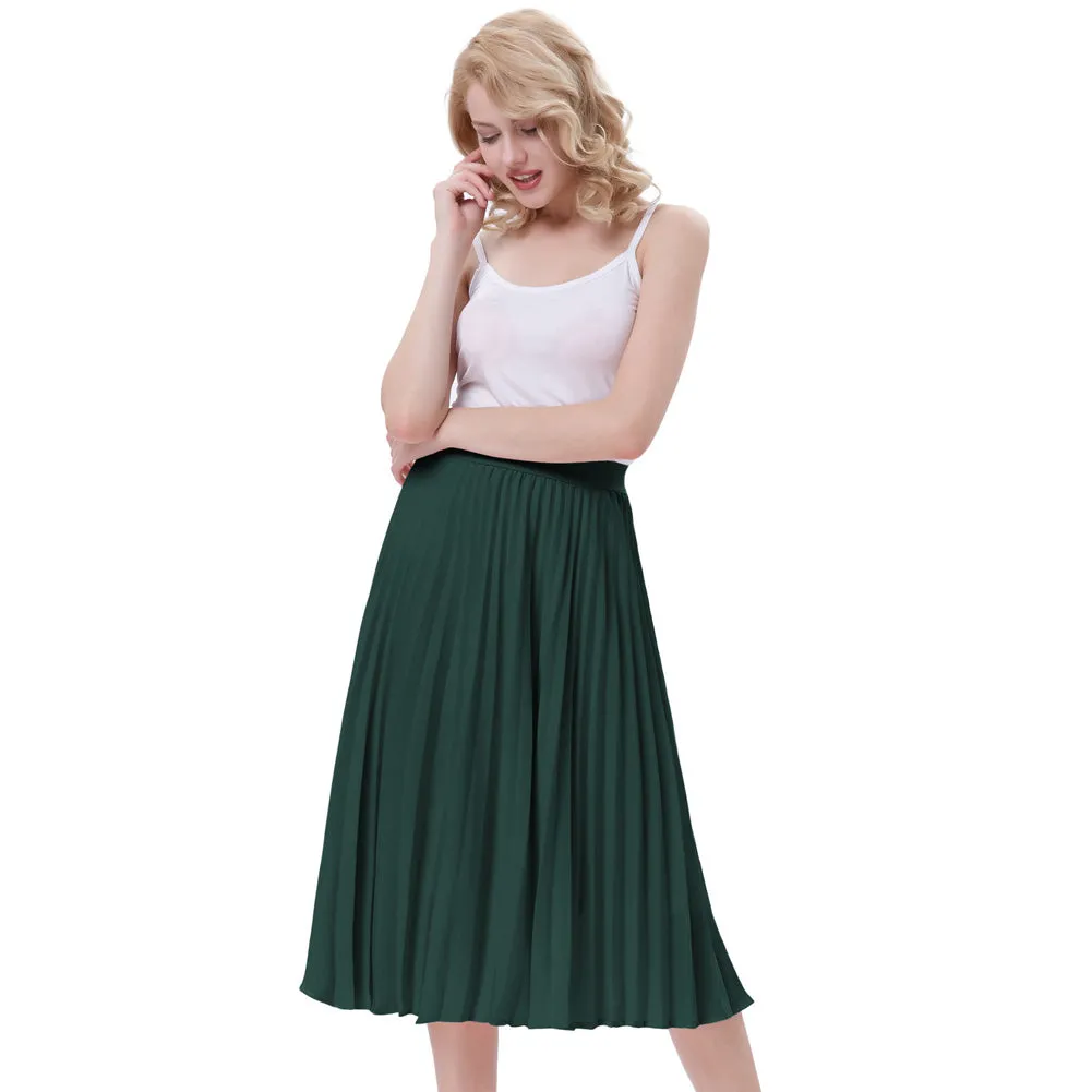 Stylish Fashion High Waist Pleated Swing A-Line Skirt