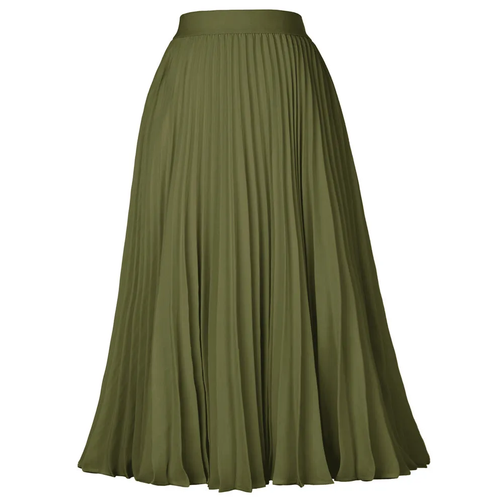 Stylish Fashion High Waist Pleated Swing A-Line Skirt