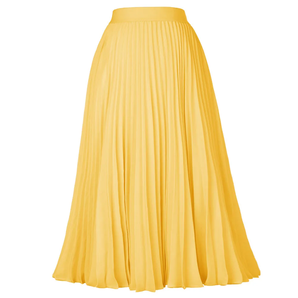 Stylish Fashion High Waist Pleated Swing A-Line Skirt