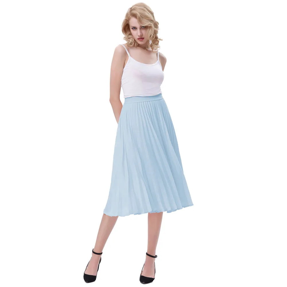 Stylish Fashion High Waist Pleated Swing A-Line Skirt