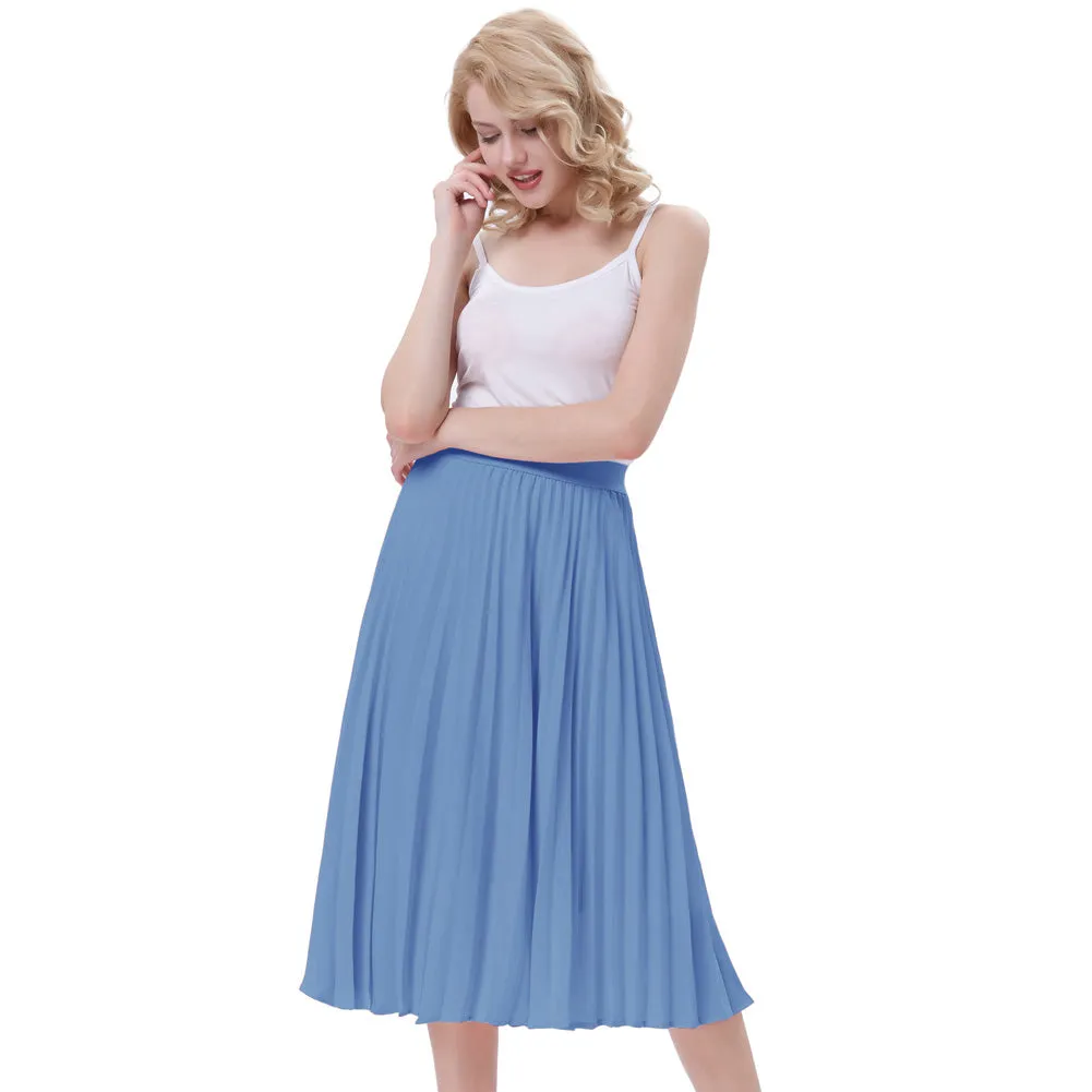 Stylish Fashion High Waist Pleated Swing A-Line Skirt