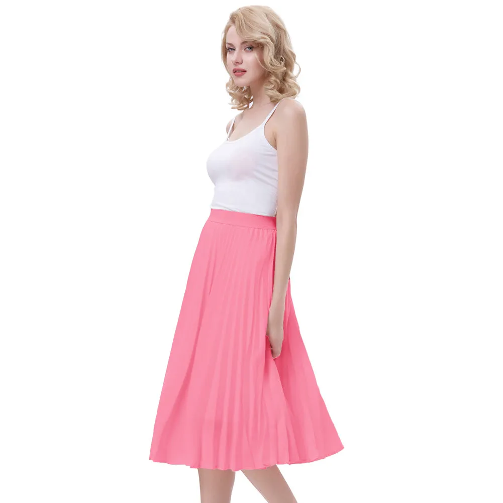 Stylish Fashion High Waist Pleated Swing A-Line Skirt