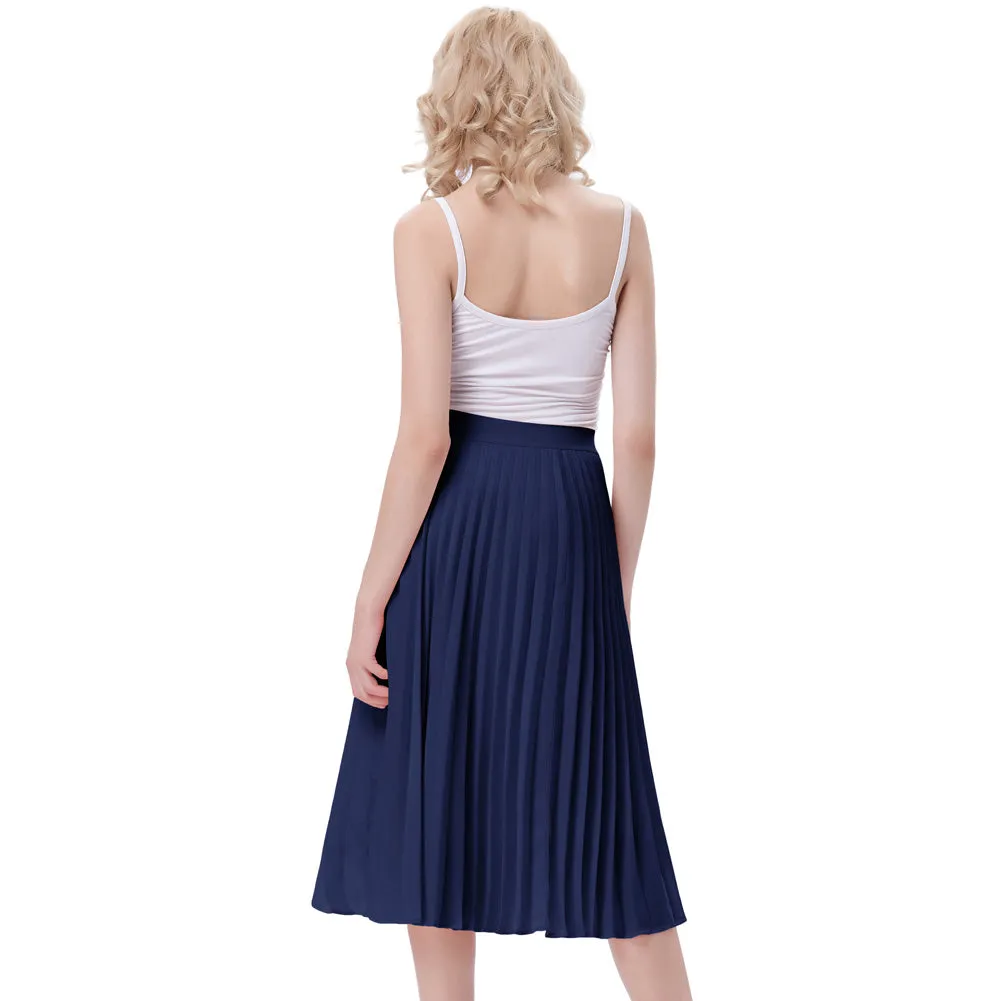 Stylish Fashion High Waist Pleated Swing A-Line Skirt