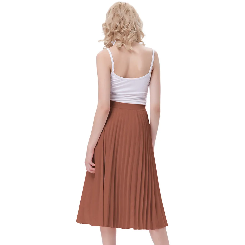 Stylish Fashion High Waist Pleated Swing A-Line Skirt