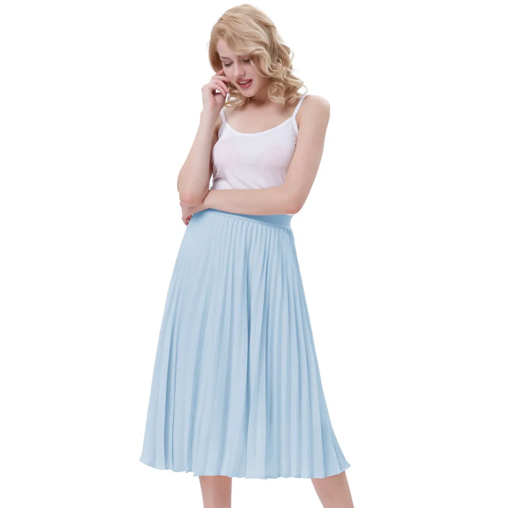 Stylish Fashion High Waist Pleated Swing A-Line Skirt