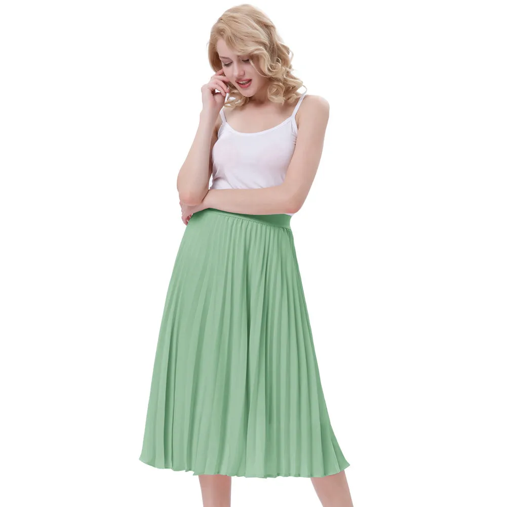 Stylish Fashion High Waist Pleated Swing A-Line Skirt