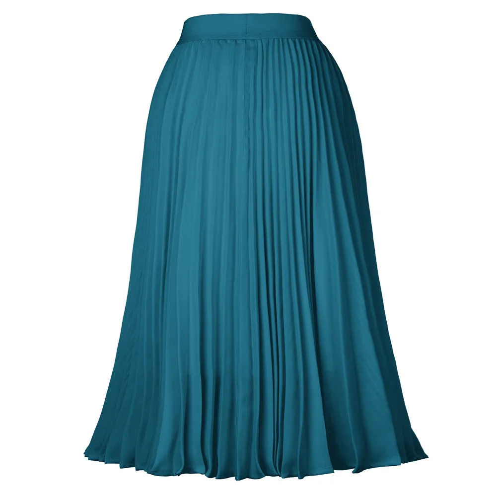 Stylish Fashion High Waist Pleated Swing A-Line Skirt