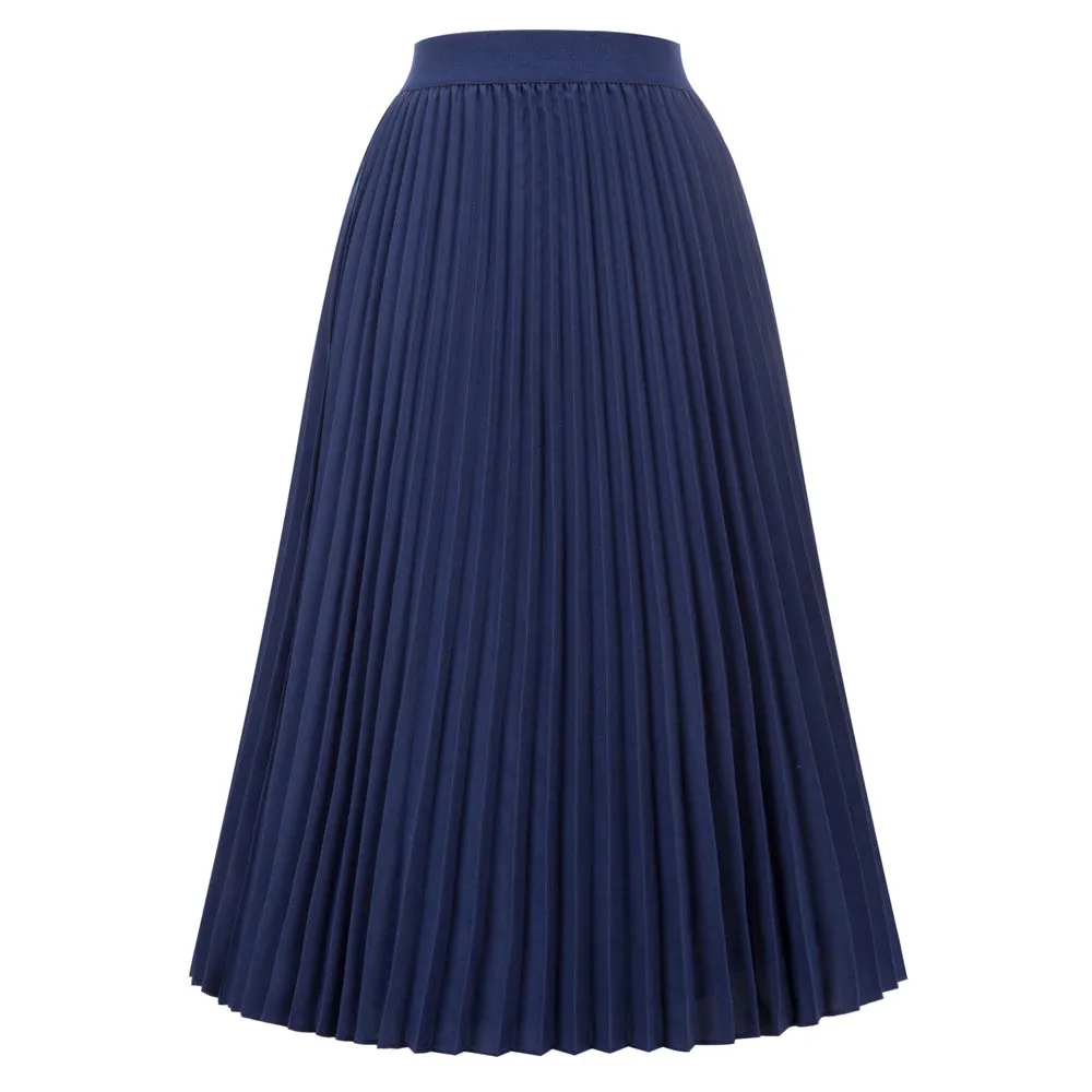 Stylish Fashion High Waist Pleated Swing A-Line Skirt