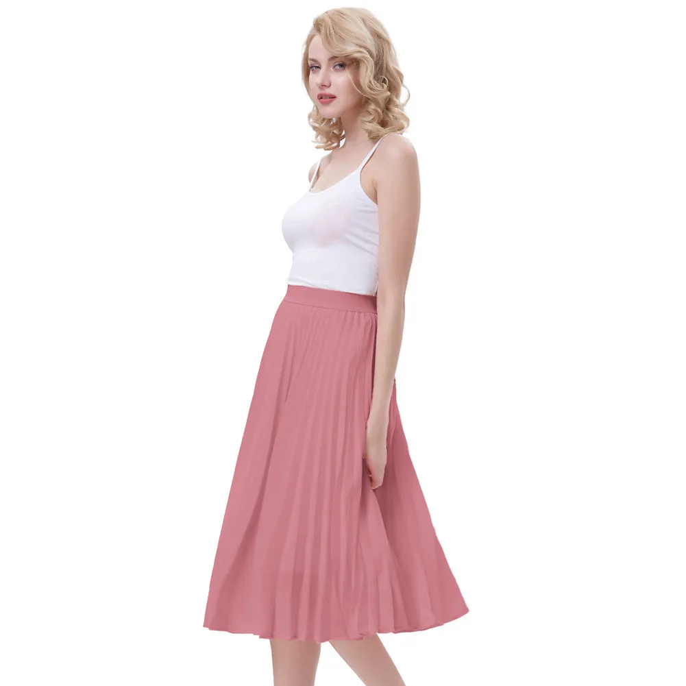 Stylish Fashion High Waist Pleated Swing A-Line Skirt