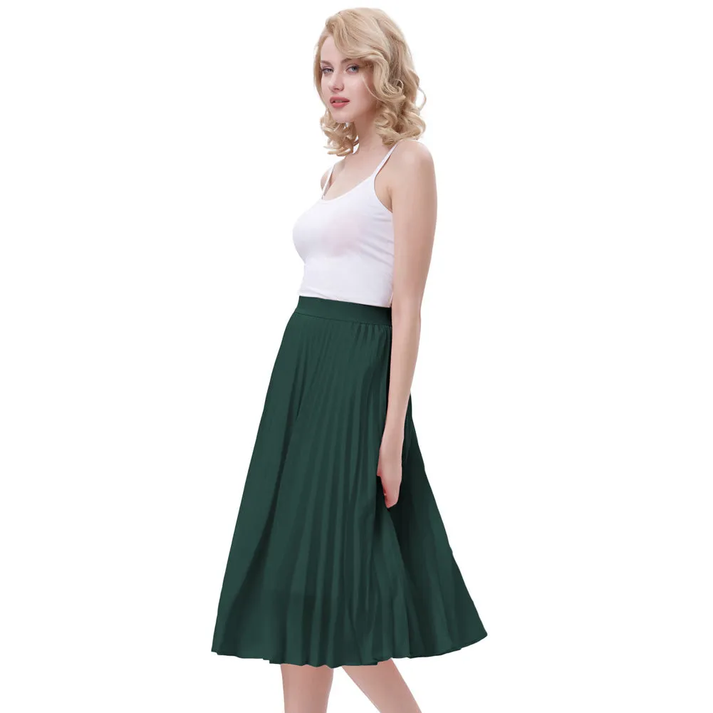 Stylish Fashion High Waist Pleated Swing A-Line Skirt