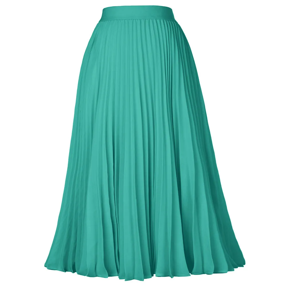 Stylish Fashion High Waist Pleated Swing A-Line Skirt