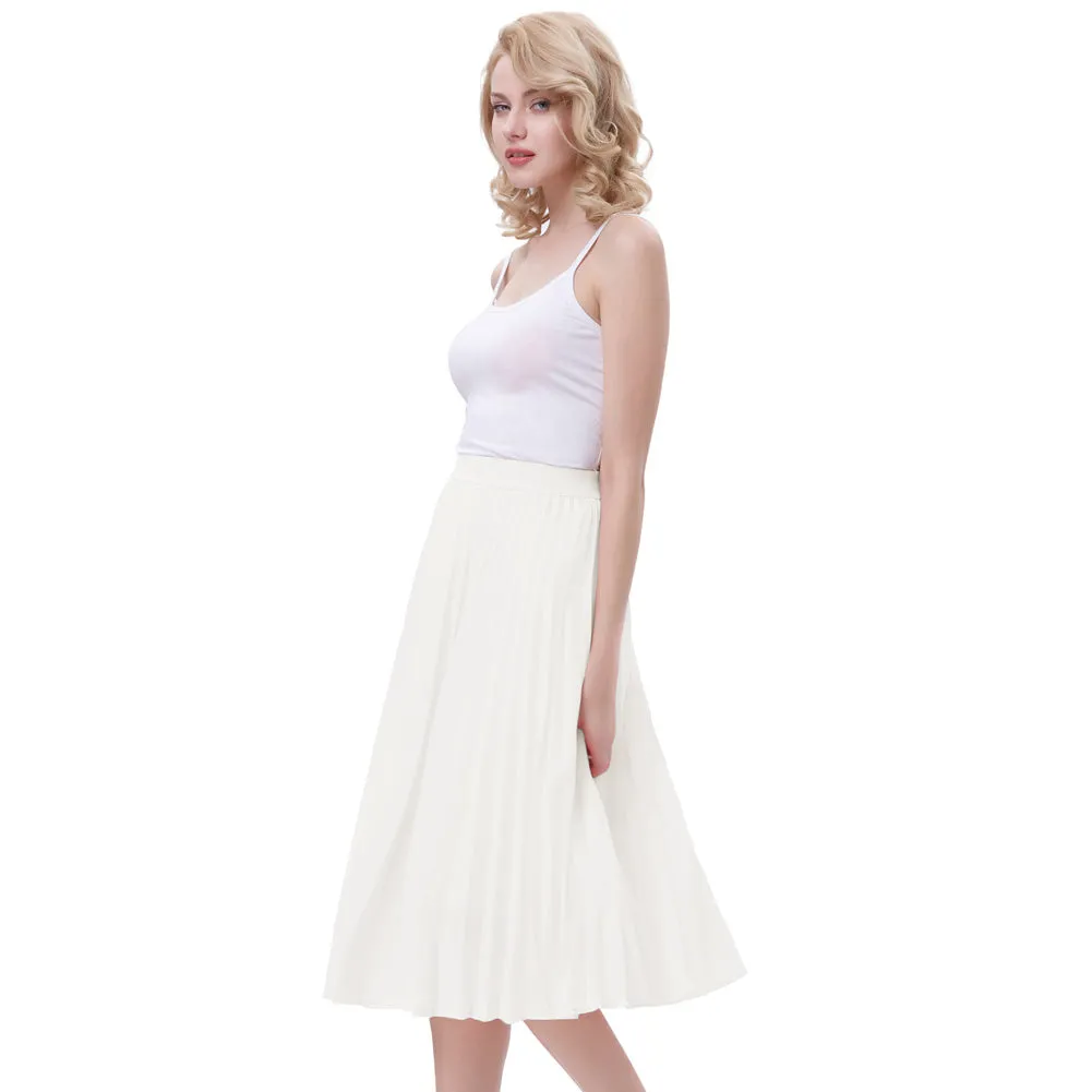 Stylish Fashion High Waist Pleated Swing A-Line Skirt