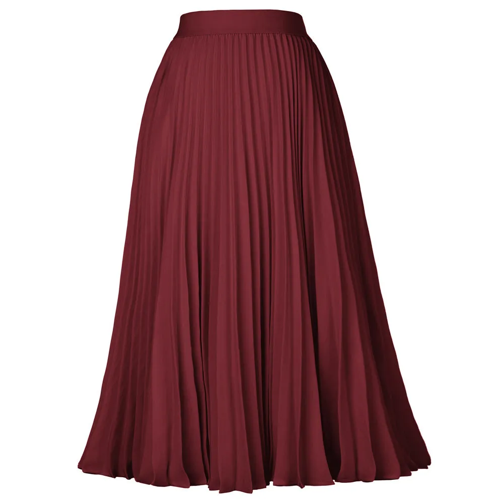 Stylish Fashion High Waist Pleated Swing A-Line Skirt