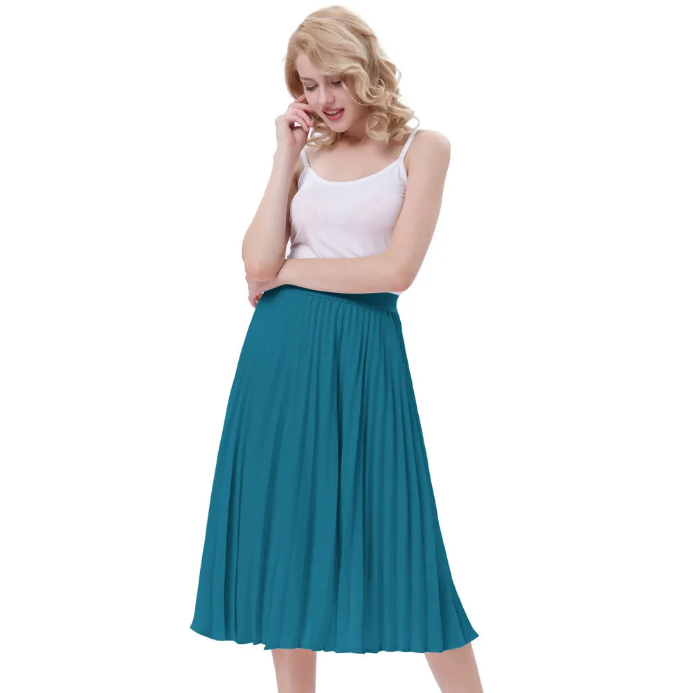 Stylish Fashion High Waist Pleated Swing A-Line Skirt