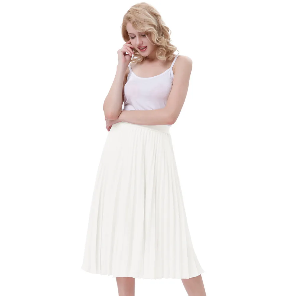 Stylish Fashion High Waist Pleated Swing A-Line Skirt