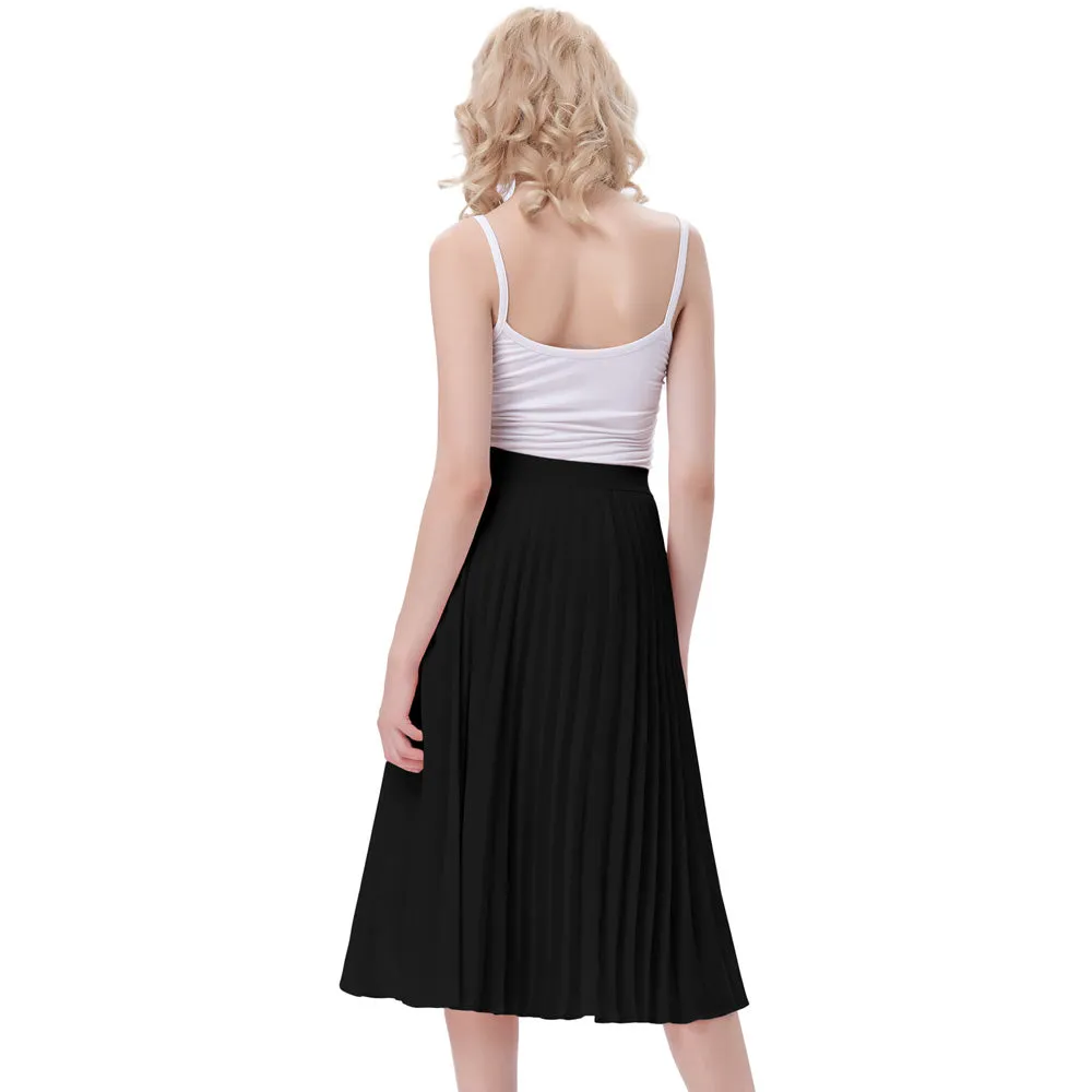 Stylish Fashion High Waist Pleated Swing A-Line Skirt