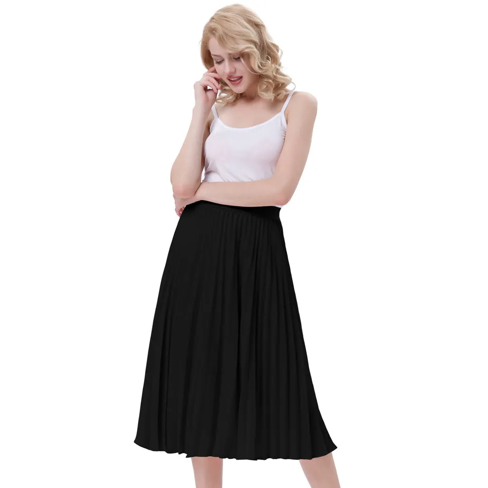 Stylish Fashion High Waist Pleated Swing A-Line Skirt