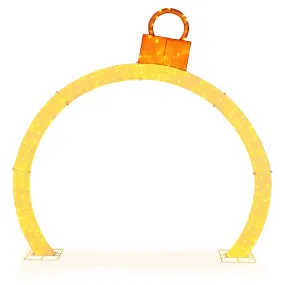 Tangkula 10.5 FT Outdoor Christmas Lighted Archway with Gold Ornament Cap