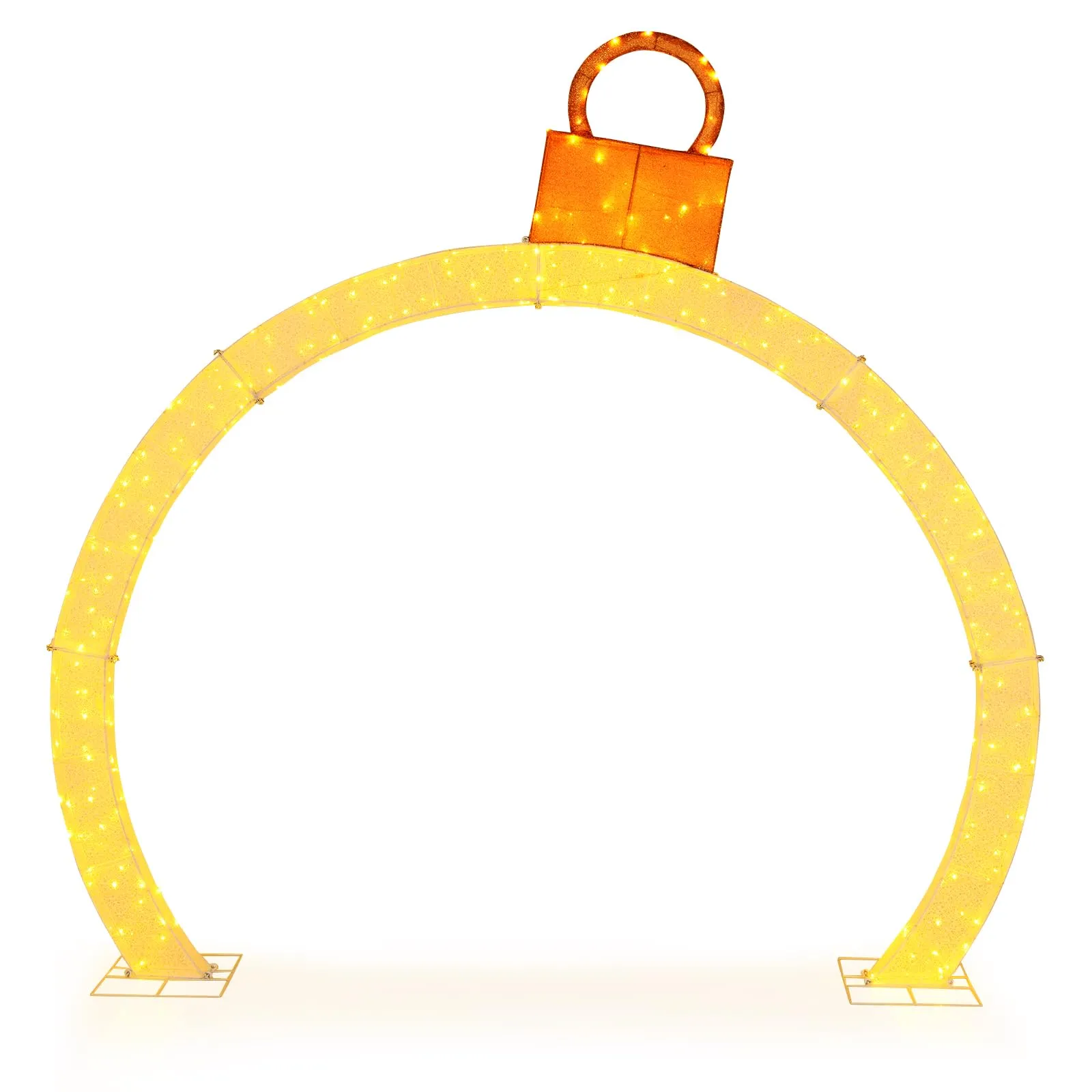 Tangkula 10.5 FT Outdoor Christmas Lighted Archway with Gold Ornament Cap