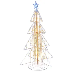 Tangkula 5 FT Animated Lighted Christmas Tree, Light-up Xmas Tree with 252 Warm & 202 Cold LED Lights