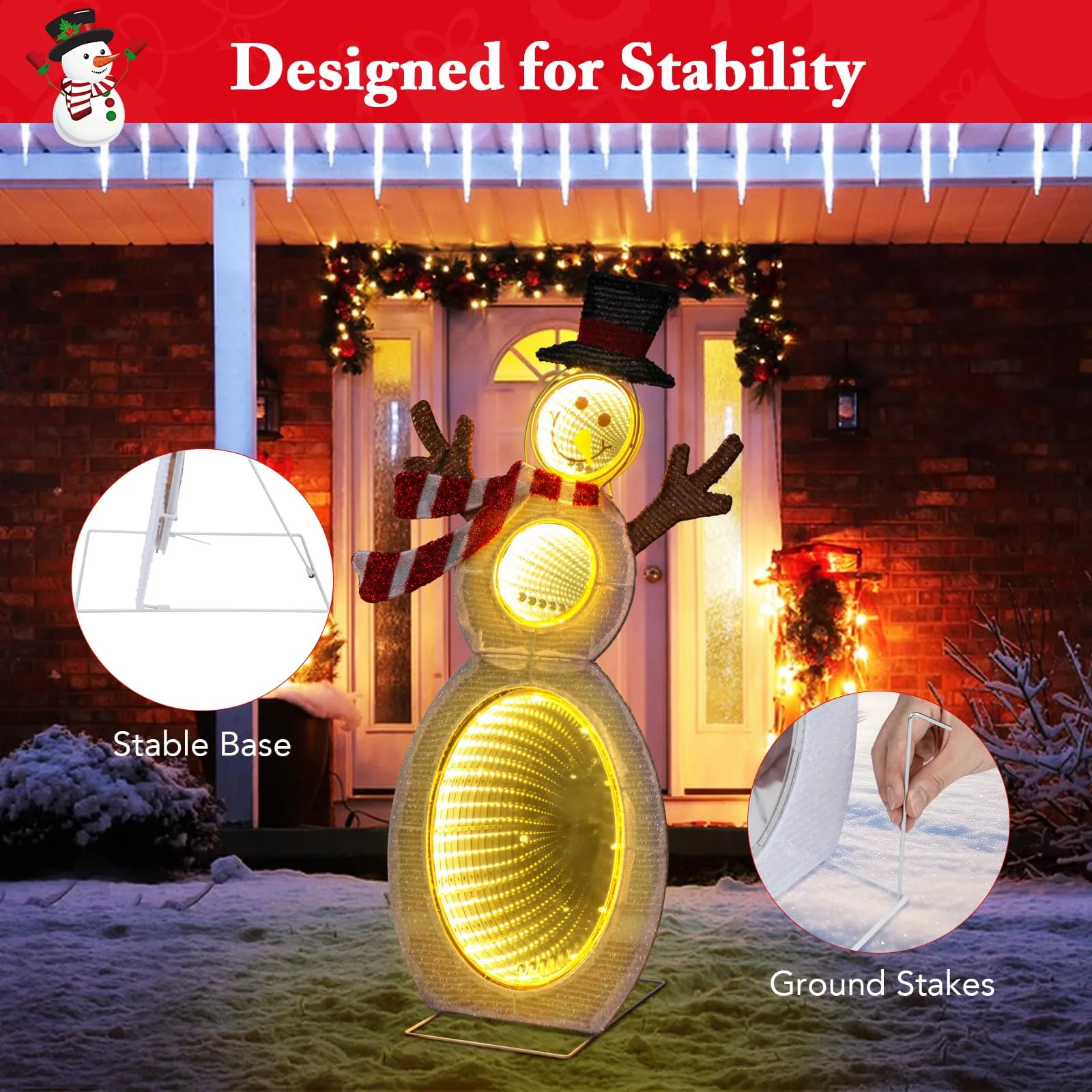 Tangkula Christmas Lighted Snowman, Indoor/Outdoor Christmas Decoration with 105 Built-in LED Lights