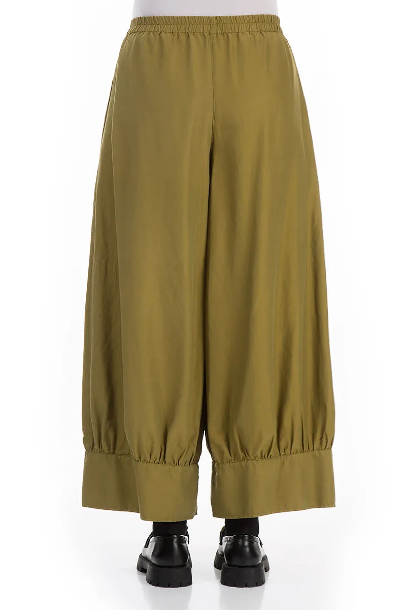 Taper Olive Silk Cotton Trousers