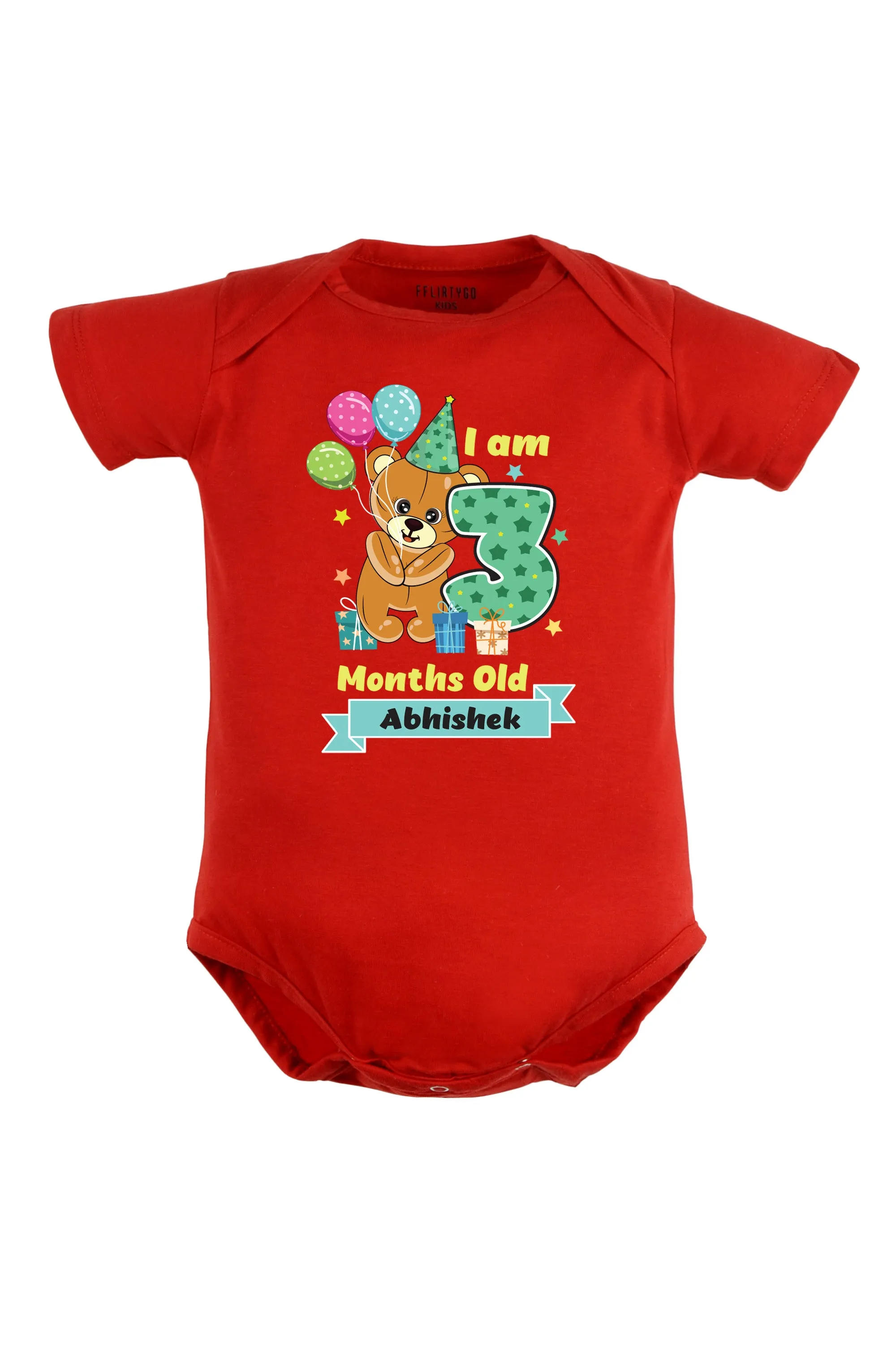 Three Months Milestone Baby Romper | Onesies -  Birthday Teddy w/ Custom Name