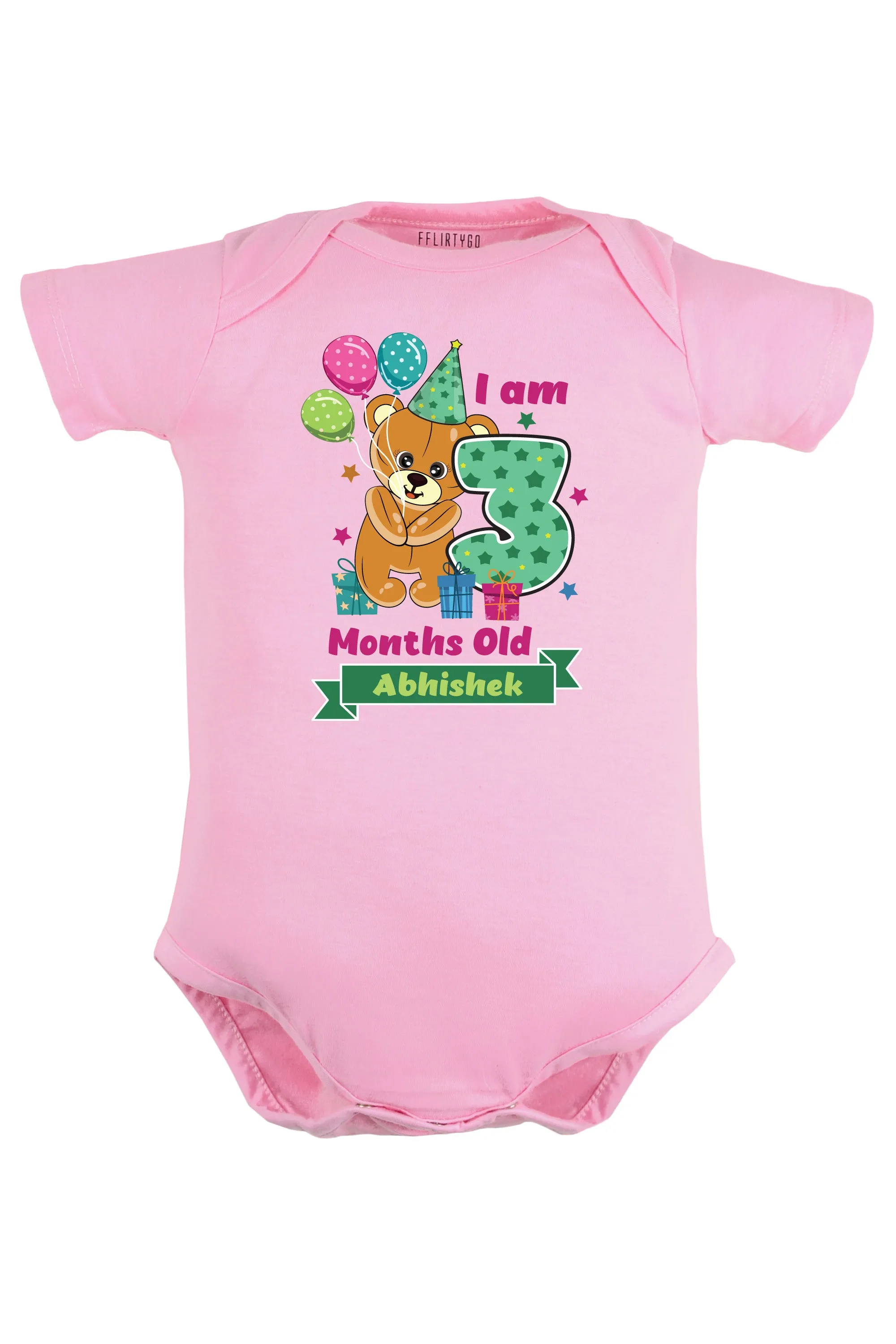 Three Months Milestone Baby Romper | Onesies -  Birthday Teddy w/ Custom Name