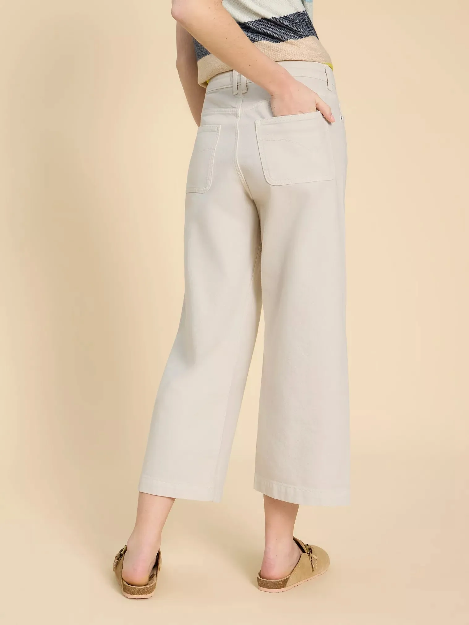 Tia Wide Leg Cropped Jeans - Natural White